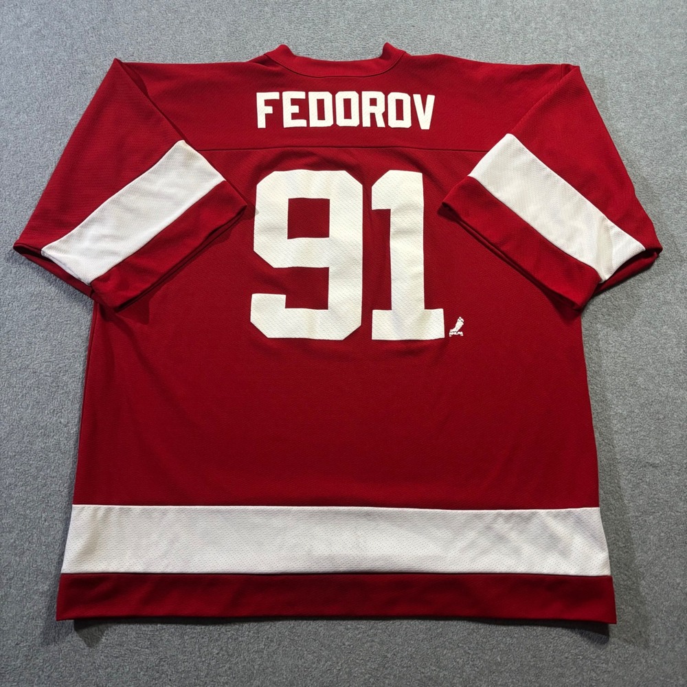 Logo Athletic Detroit Red Wings Sergei Fedorov 91 Jersey Mens XL Red Vintage NHL
